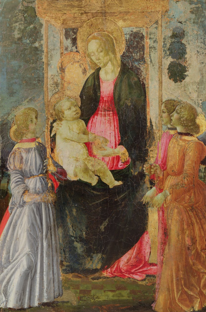 Enthroned Madonna and Child med Attendant Angels av Gherardo di Giovanni