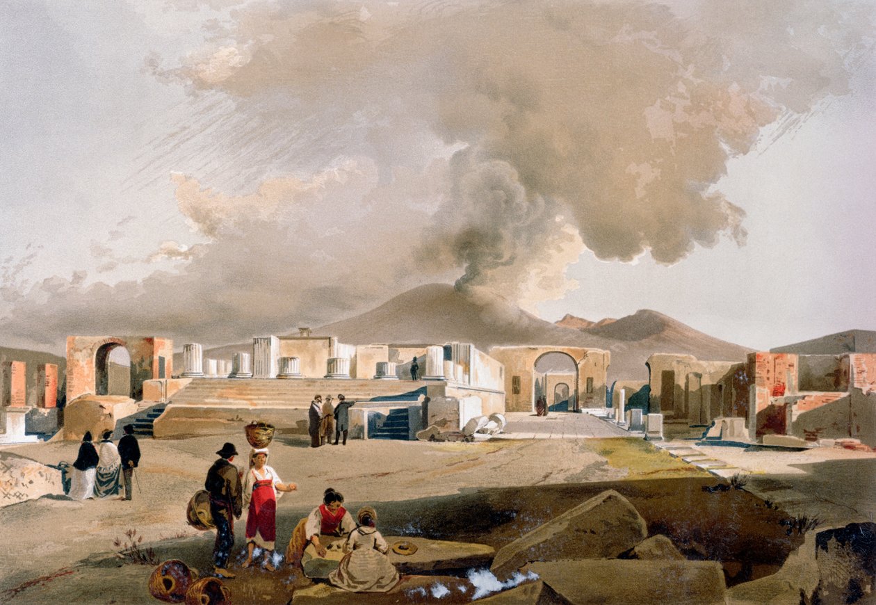 Jupiters tempel och forumet i Pompeji, c.1860 av Giacinto Gigante