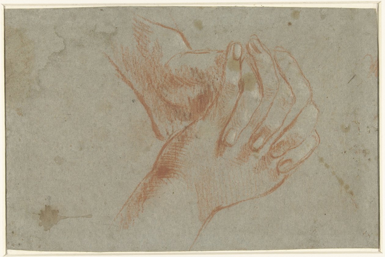 Två korsade händer av Giacomo Cavedone (attributed to)