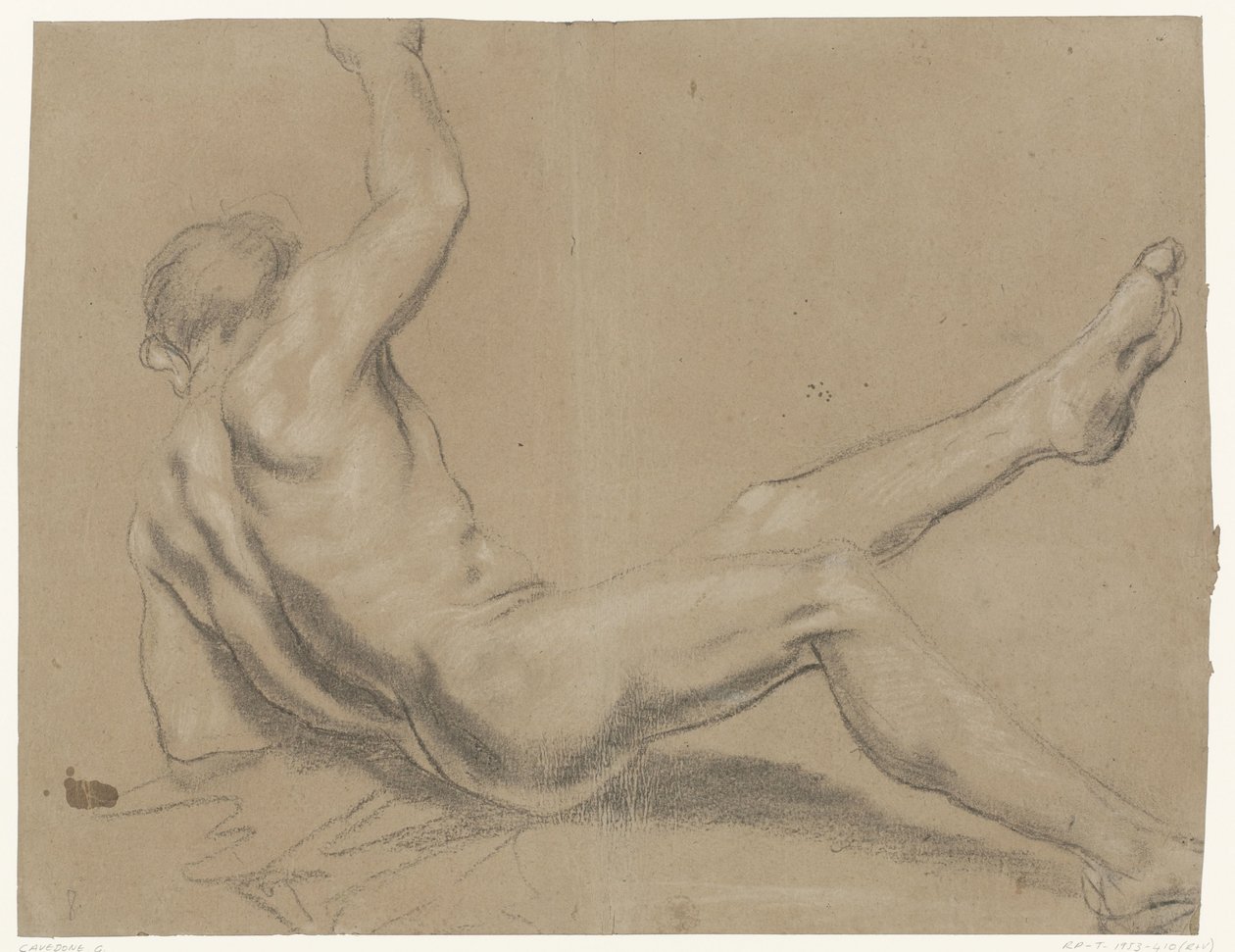 Studie av en fallande naken man av Giacomo Cavedone (possibly)