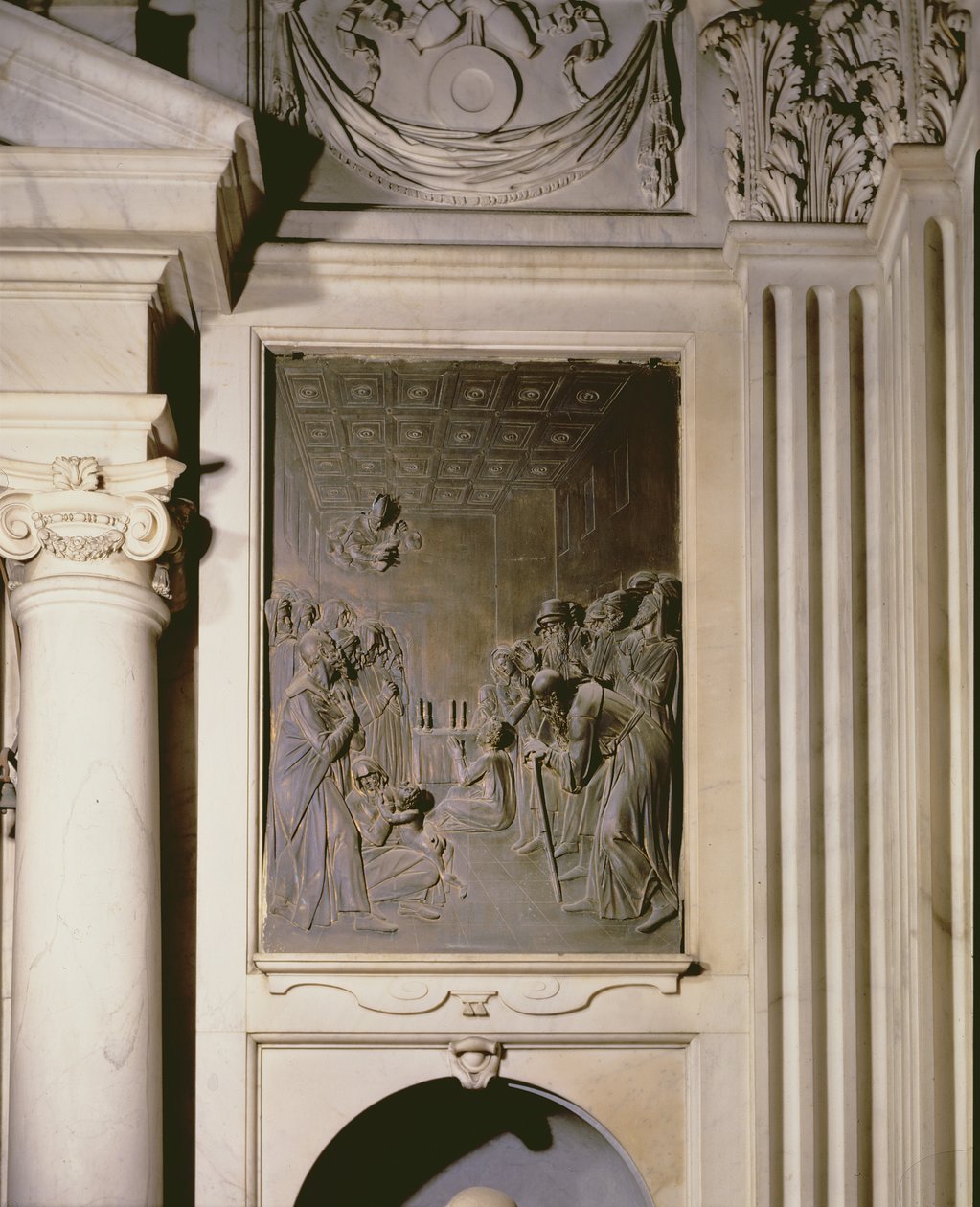 St. Anthony bringar en pojke tillbaka till livet, relief från Salviati Chapel (brons) av Giambologna