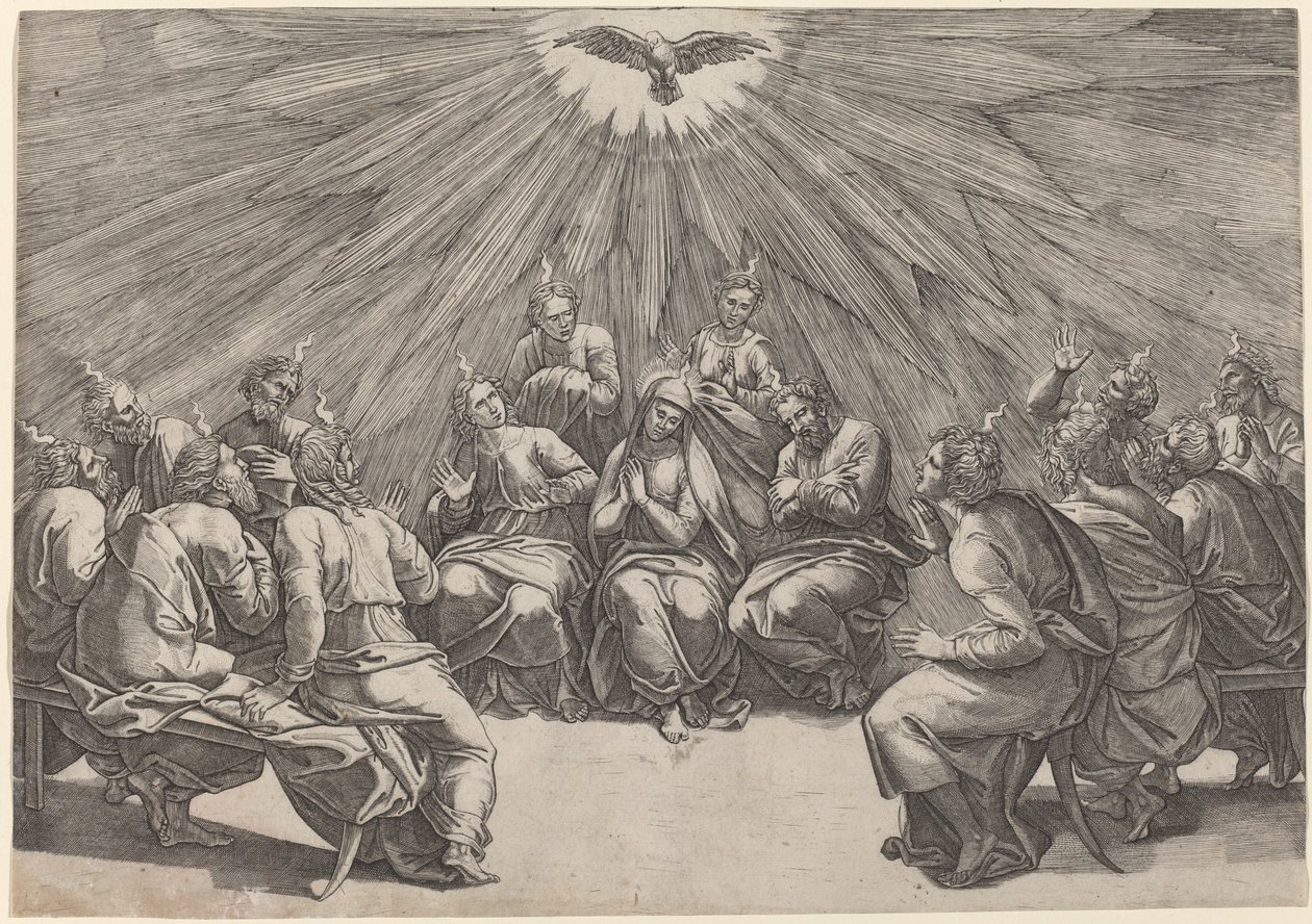 Pingst av Gian Jacopo Caraglio after Raphael