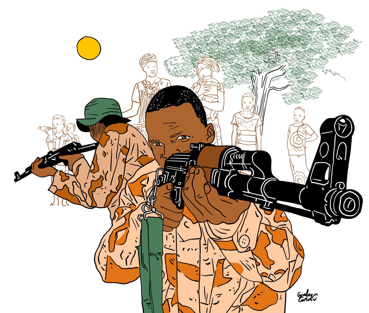 Militär Afrika, 2022 (digital) av Gianluca Costantini