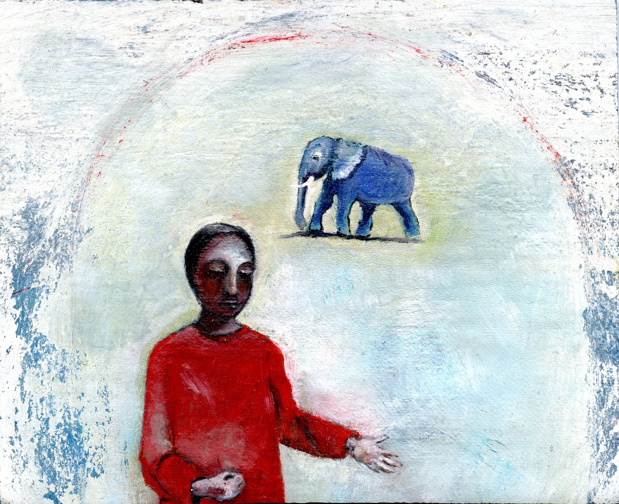 Blue Elephant Day, 2004, (olja på linne) av Gigi Sudbury