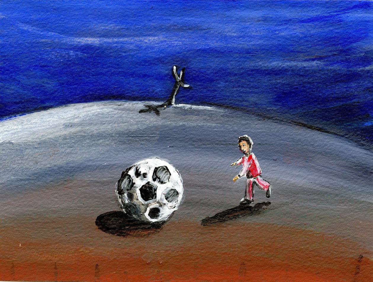 I Found a Great Big Football, 2005, (olja på papper) av Gigi Sudbury