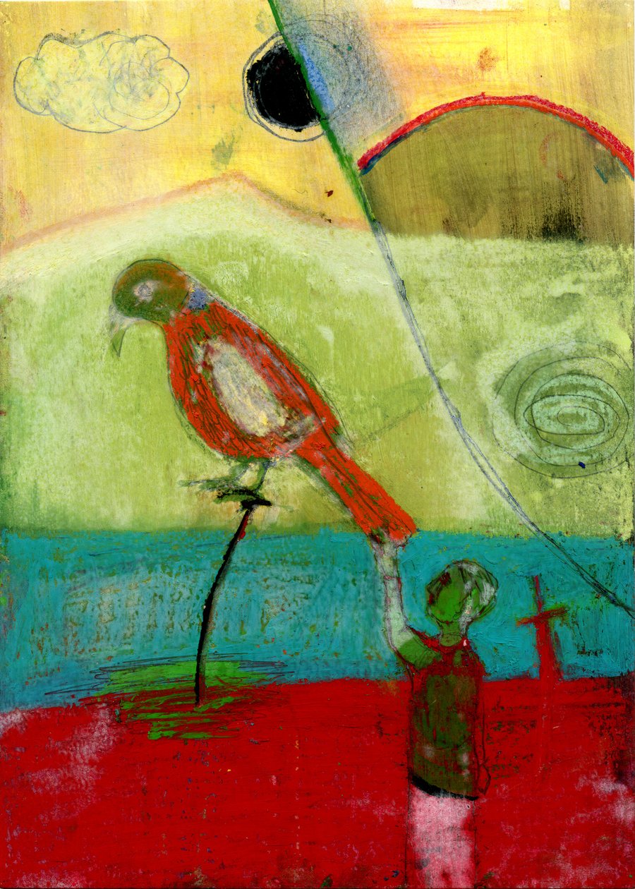 Orange Bird, 2013, (blandade media) av Gigi Sudbury