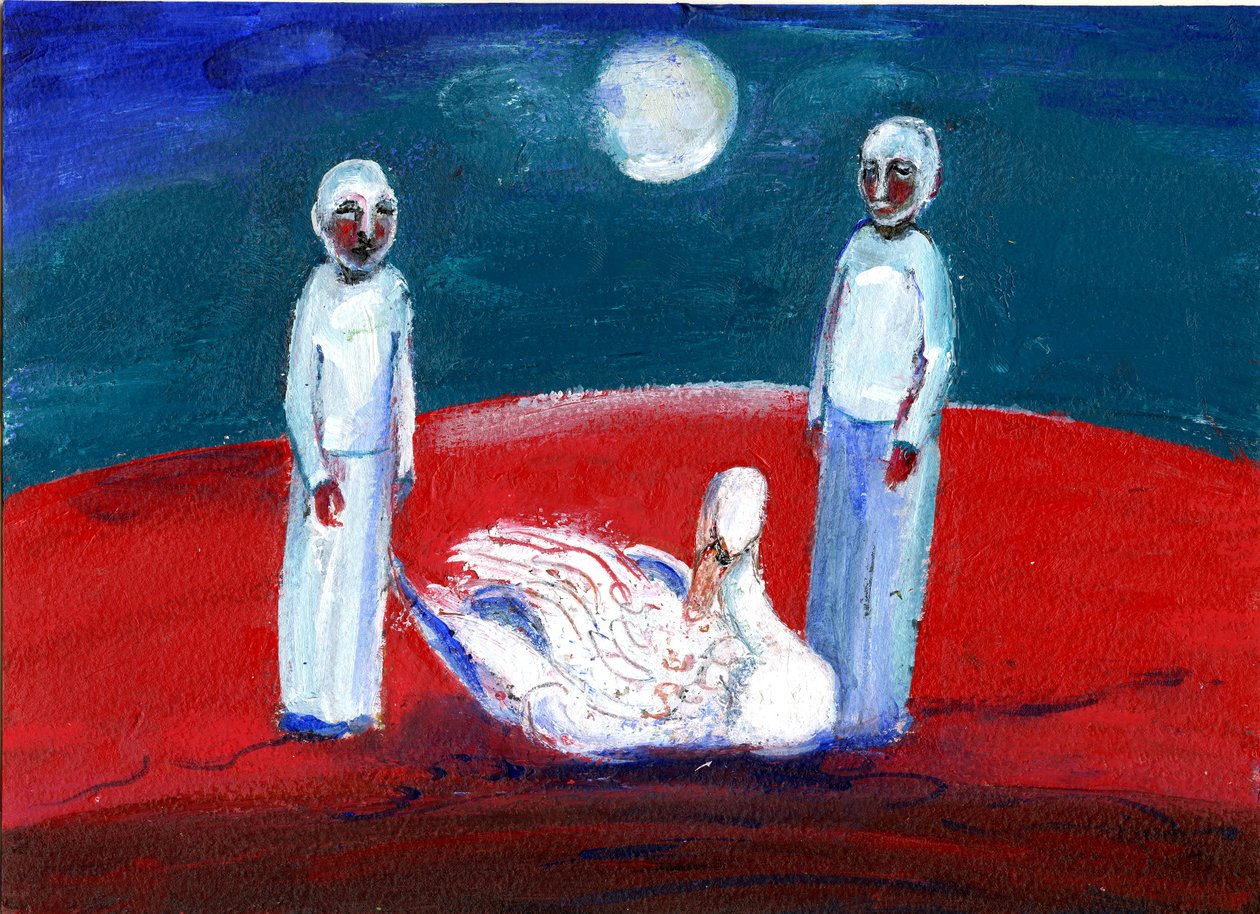 Swan, 2013, (olja på papper) av Gigi Sudbury