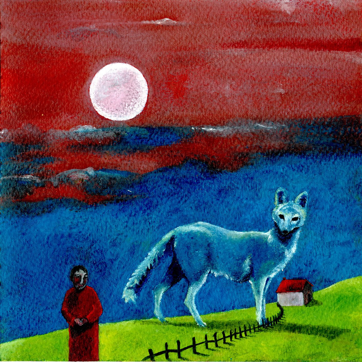 The Wolf And The Moon, 2004, (olja på papper) av Gigi Sudbury