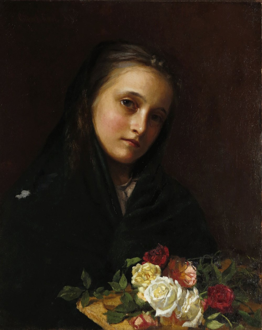 Girl with Flowers av Gilbert Gaul