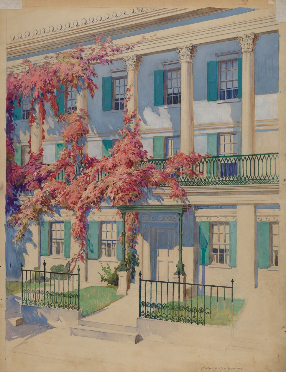 Trädgårdsbalkong i gjutjärn, 19351942. av Gilbert Sackerman