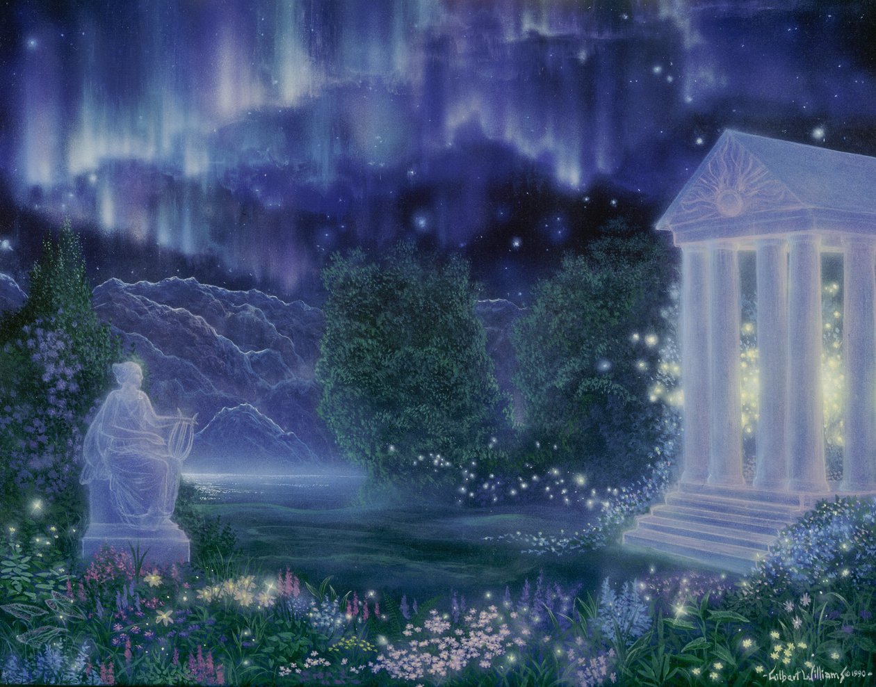 Aurora garden,1990 (akryl på duk) av Gilbert Williams