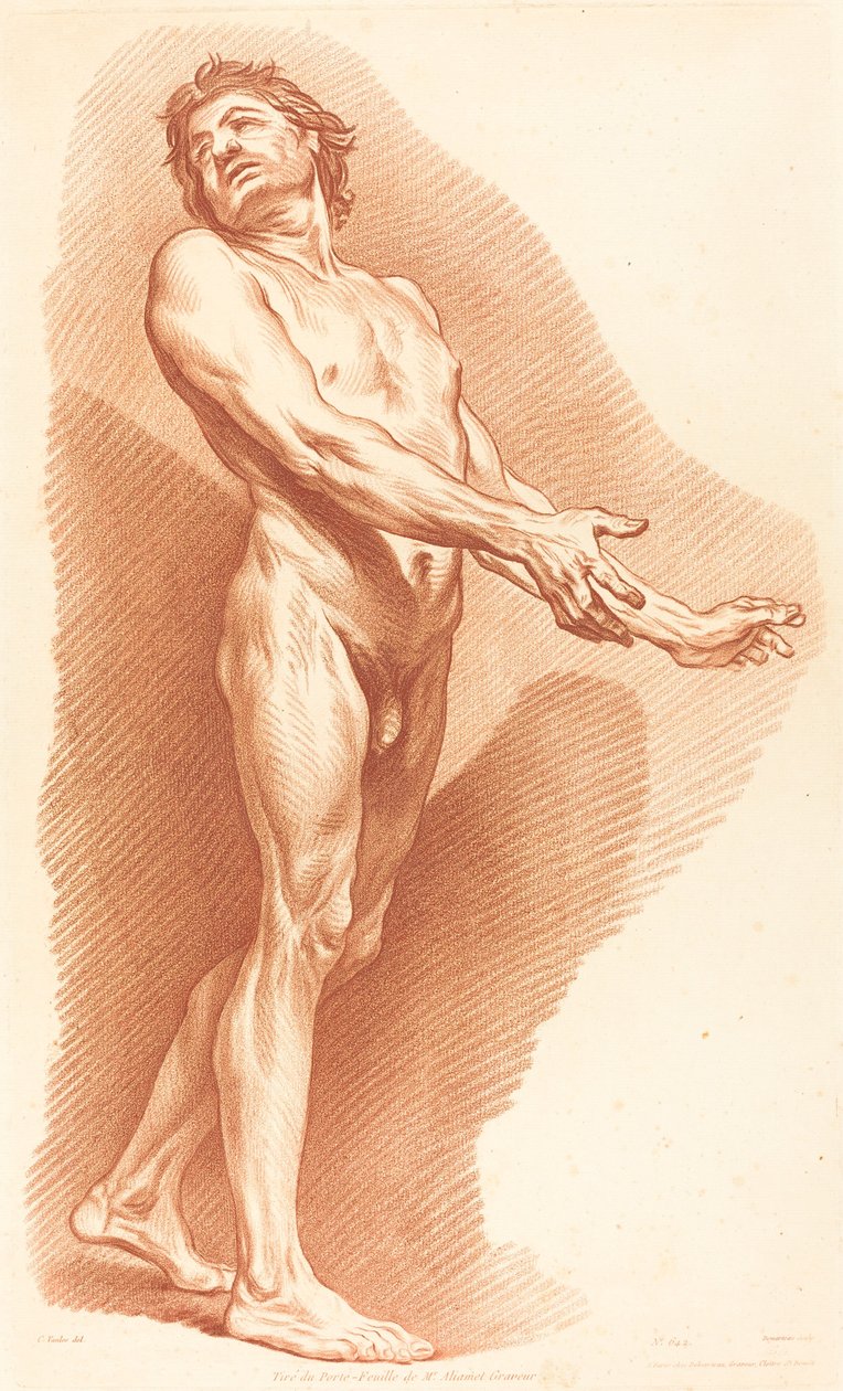 Akademi (642) av Gilles Antoine Demarteau after Carle Van Loo