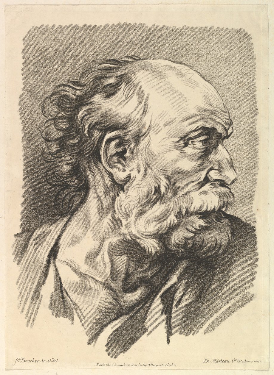 Head of a Man, mitten av 1700-talet. av Gilles Demarteau