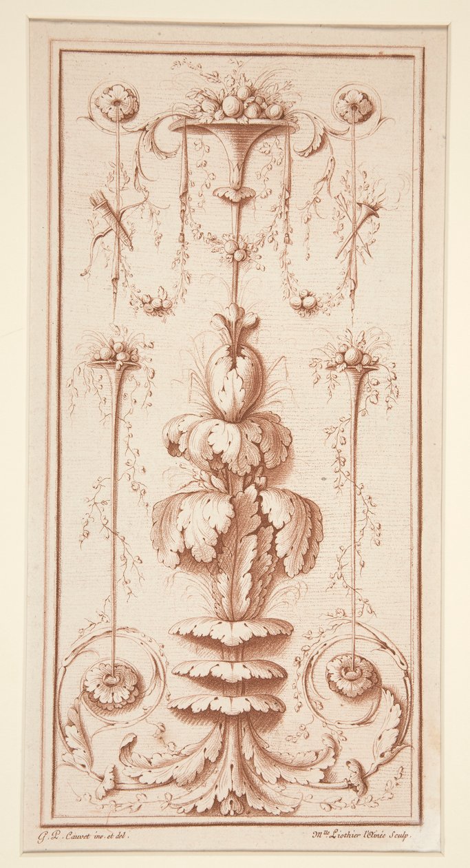 Ornamental Panel från Recueil d av Gilles Paul Cauvet