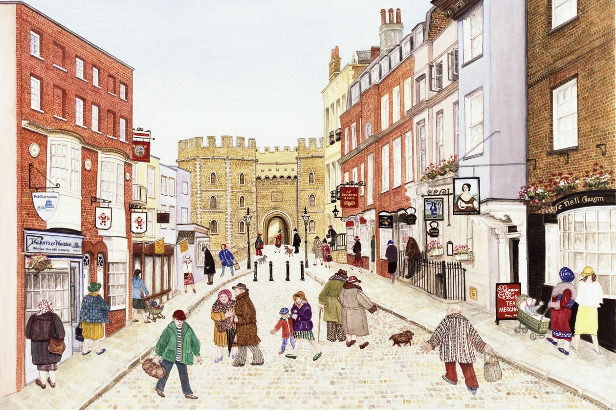 Windsor Castle, 1989 (akvarell på papper) av Gillian Lawson