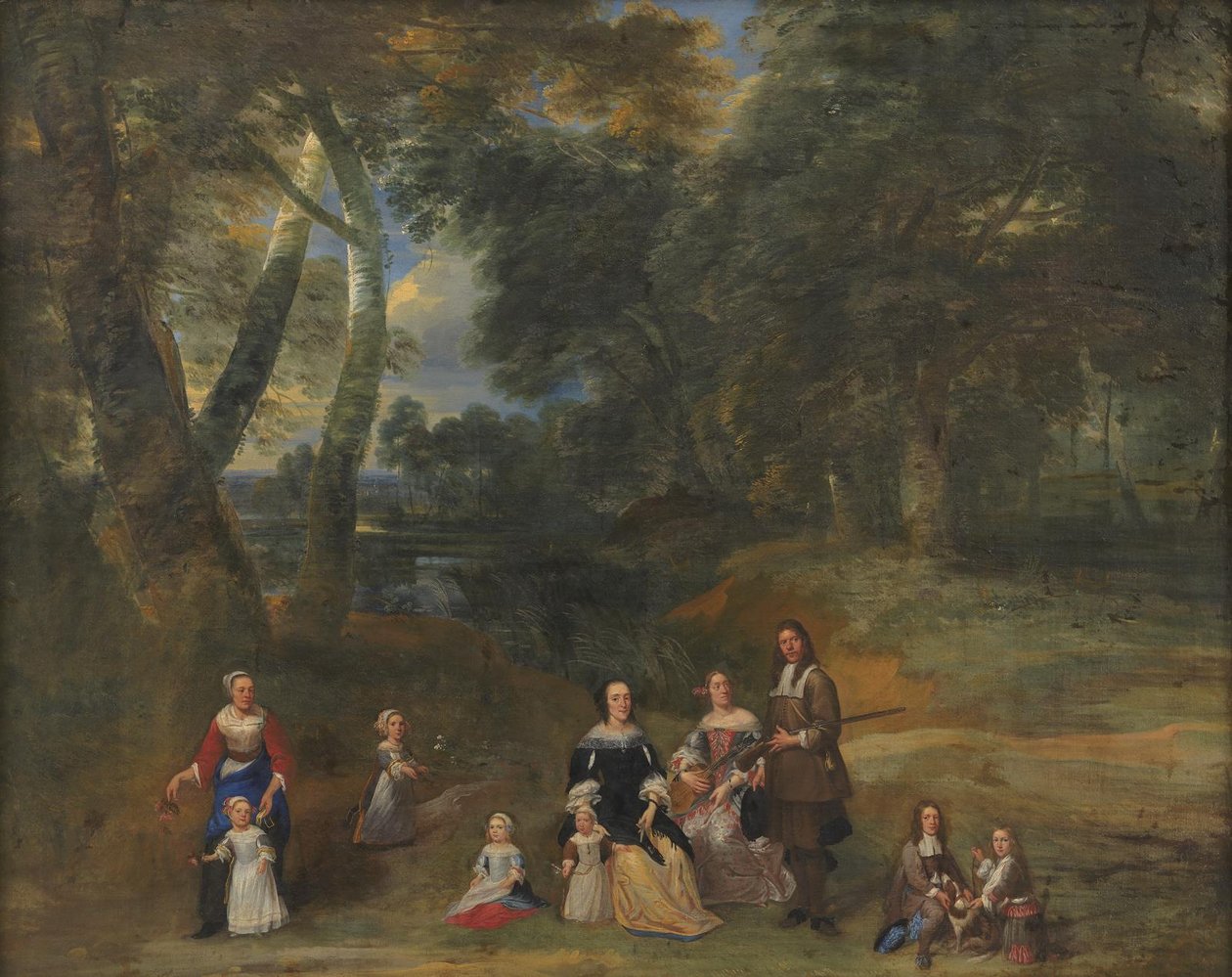 Familjegrupp i ett landskap av Gillis van Tilborgh