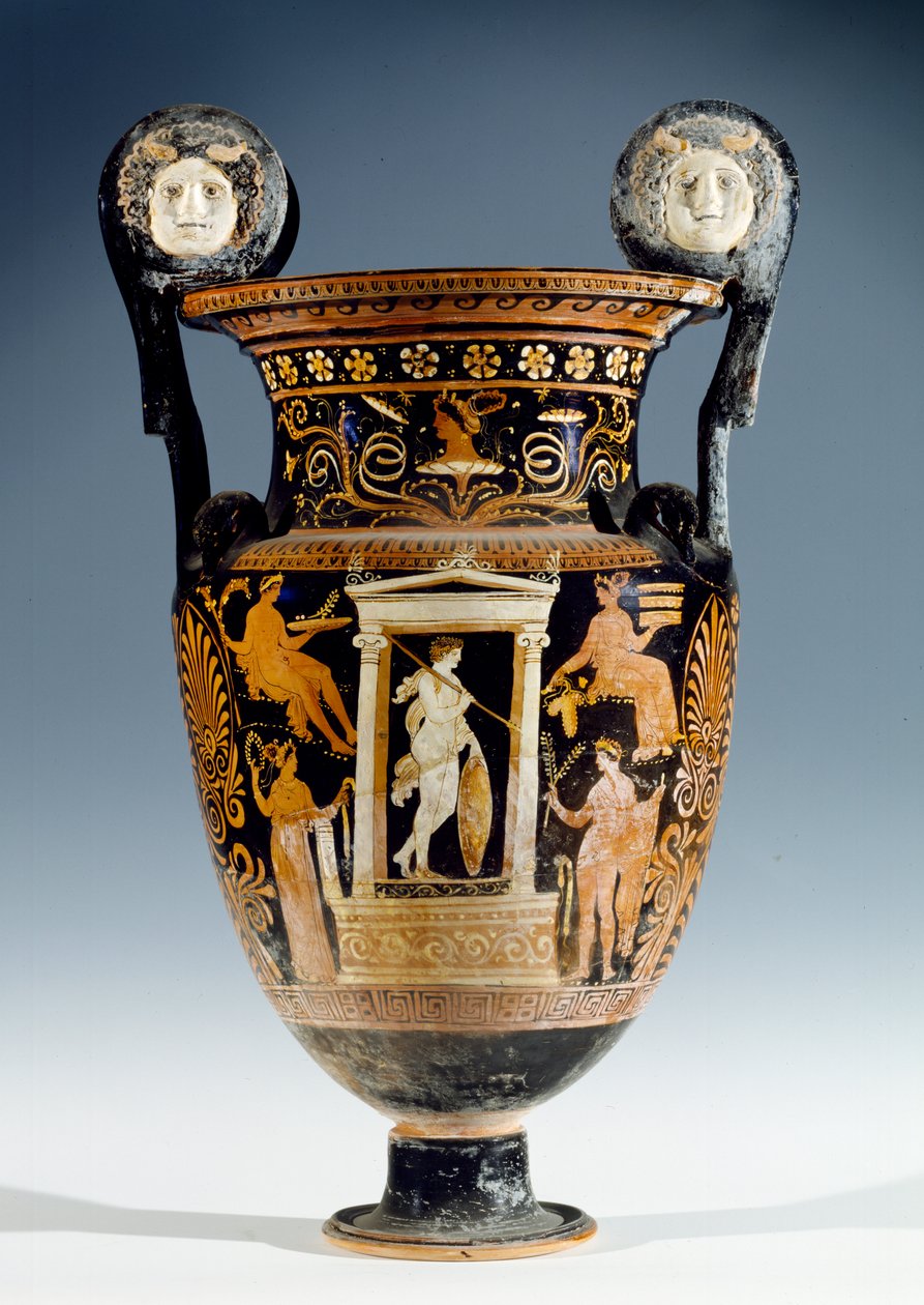 Röd och vit figur volute krater, apulisk (keramik) av Gioia del Colle Painter