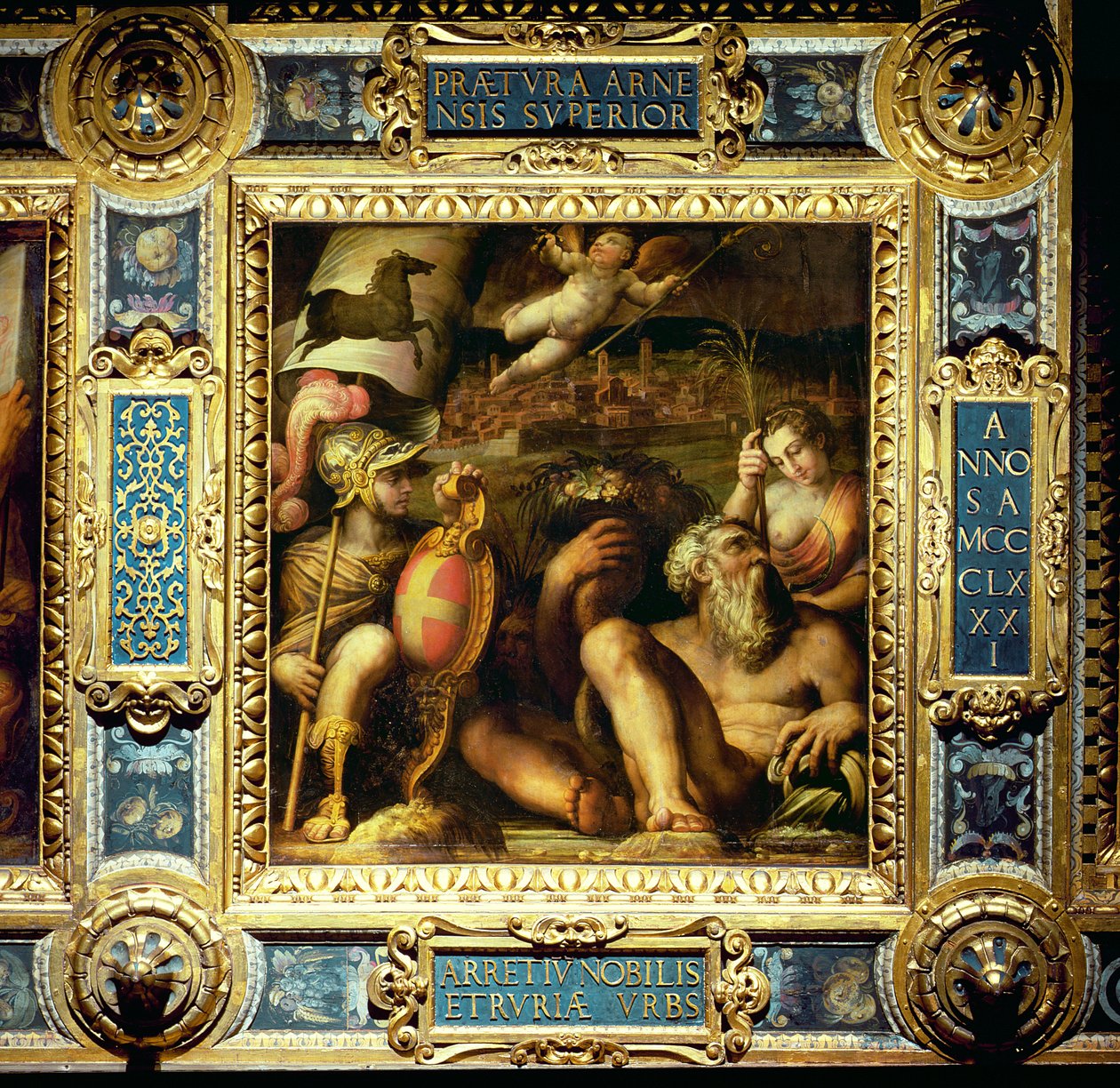 Allegori över staden Arezzo, från taket på Salone dei Cinquecento, 1565 (panel) av Giorgio Vasari