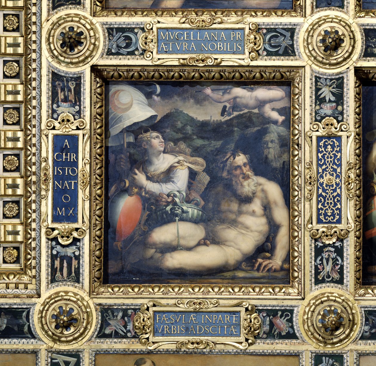 Allegori över staden Fiesole från taket på Salone dei Cinquecento, 1565 (panel) av Giorgio Vasari