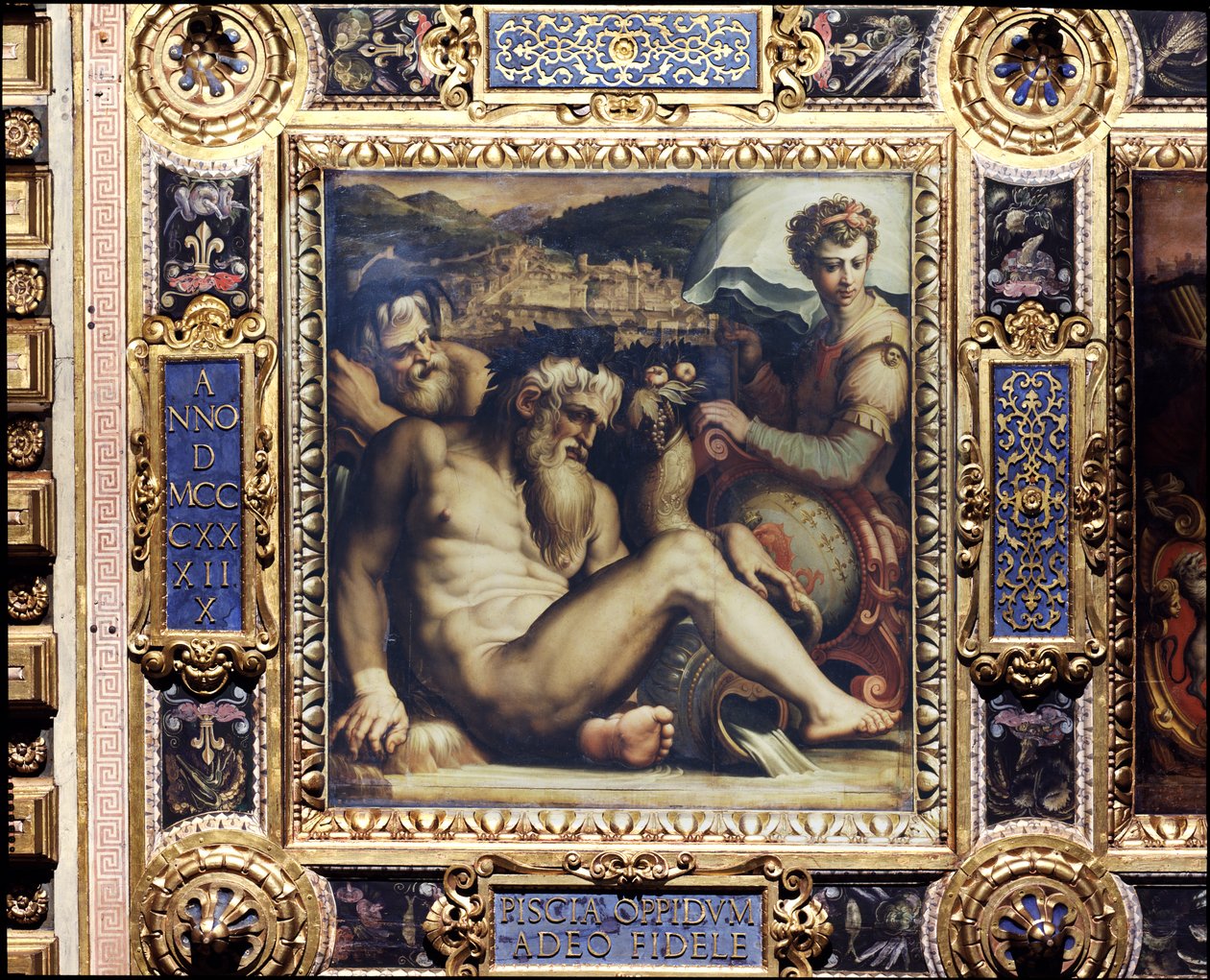 Allegori över staden Pescia från taket på Salone dei Cinquecento, 1565 (panel) av Giorgio Vasari