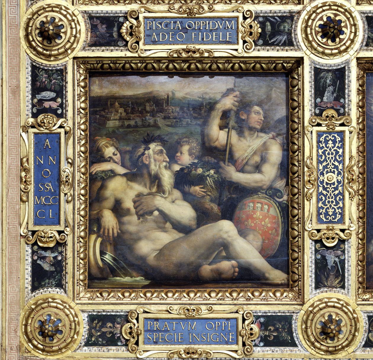 Allegori över staden Prato från taket på Salone dei Cinquecento, 1565 (panel) av Giorgio Vasari