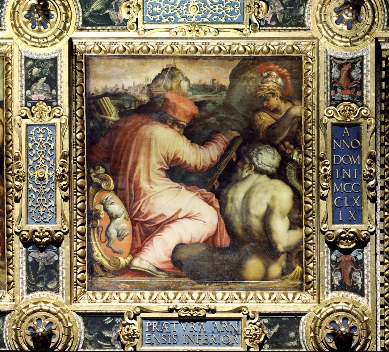 Allegori över staden San Miniato och Nedre Valdarno från taket på Salone dei Cinquecento, 1565 (panel) av Giorgio Vasari