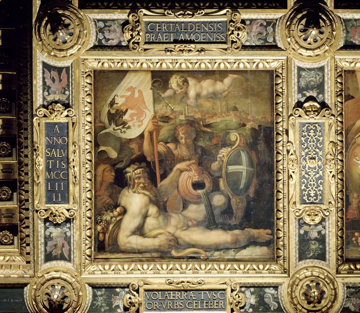 Allegori över staden Volterra från taket på Salone dei Cinquecento, 1565 (panel) av Giorgio Vasari