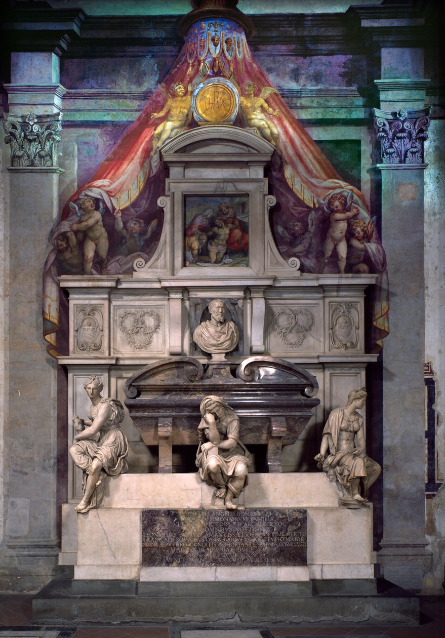 Monument till Michelangelo Buonarroti (1475-1564) (marmor) av Giorgio Vasari
