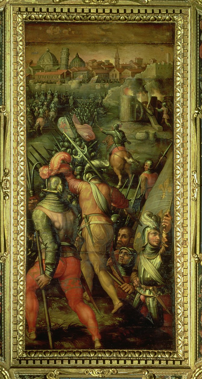 Slaget vid Barbagianni från taket på Salone dei Cinquecento, 1565 (panel) av Giorgio Vasari