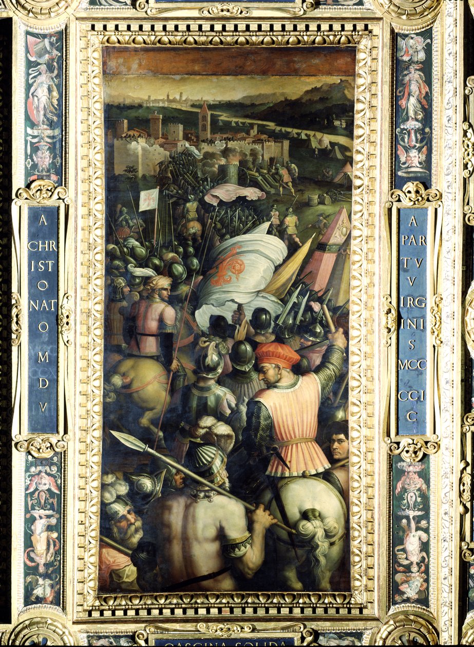 Capture of Cascina från taket på Salone dei Cinquecento, 1565 (panel) av Giorgio Vasari