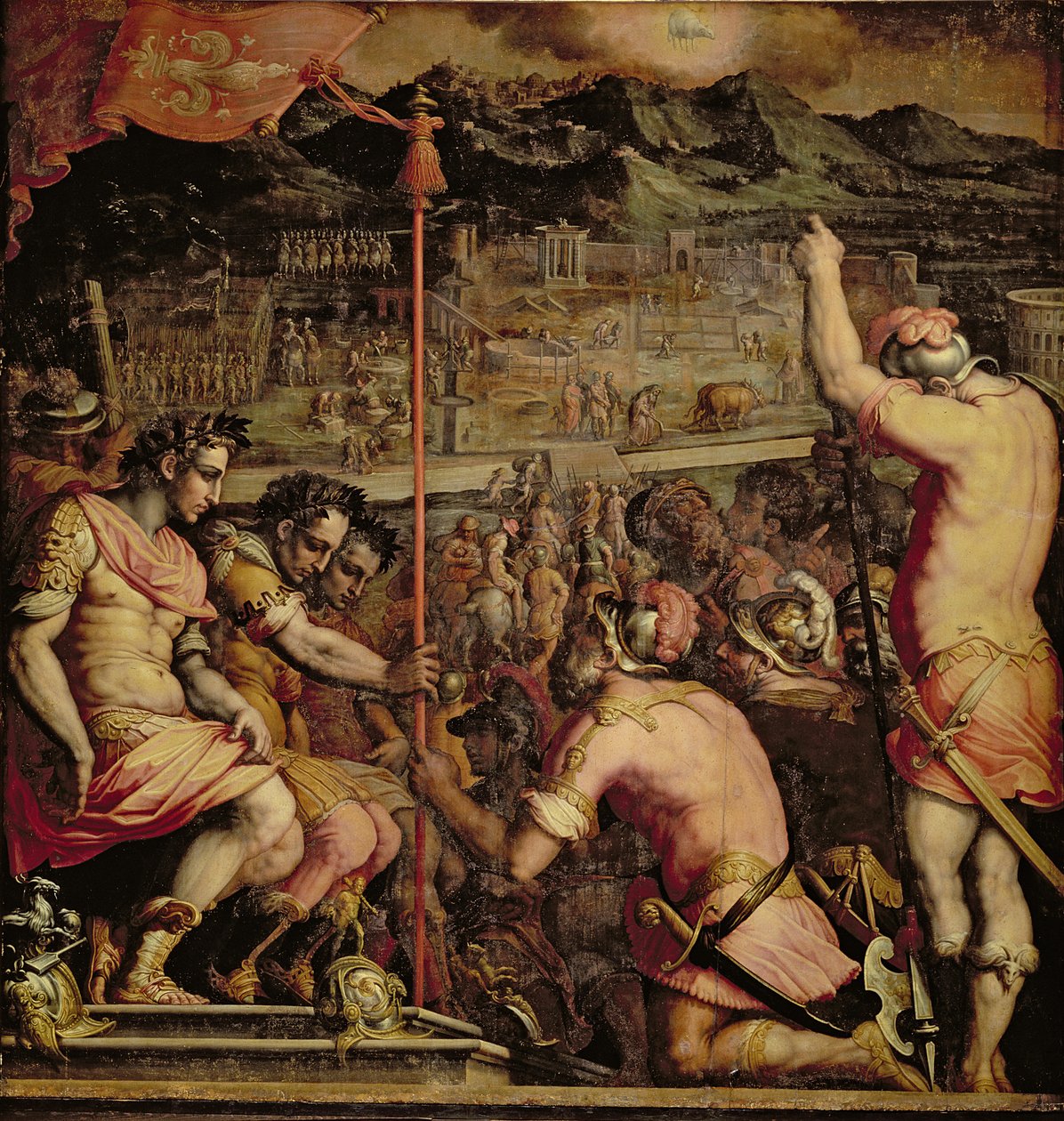 Grundandet av Florens från taket på Salone dei Cinquecento, 1565 (panel) av Giorgio Vasari