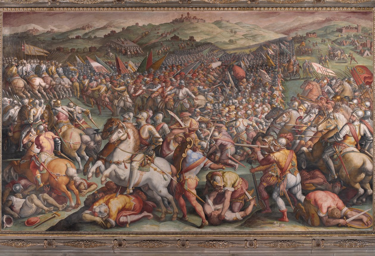 The battle of Marciano in Val di Chiana  av Giorgio Vasari