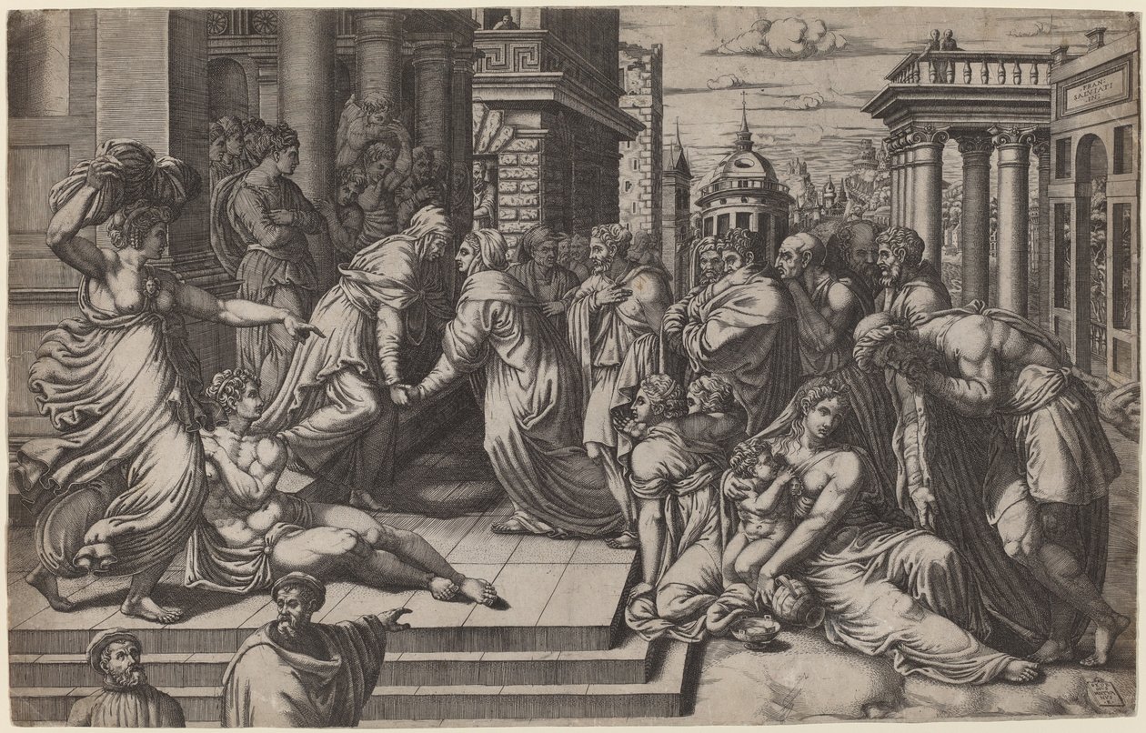 Besöket av Giorgio Ghisi after Francesco Salviati