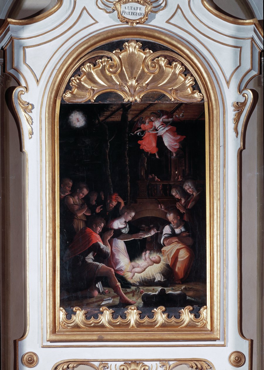 Nativity (olja på duk av Giorgio Vasari
