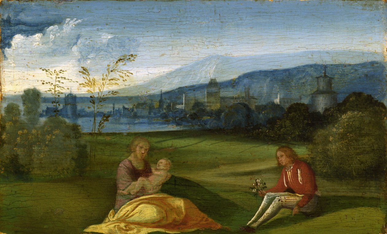 Idylliskt herdelandskap, sent 1400-tal av Giorgione da Castelfranco