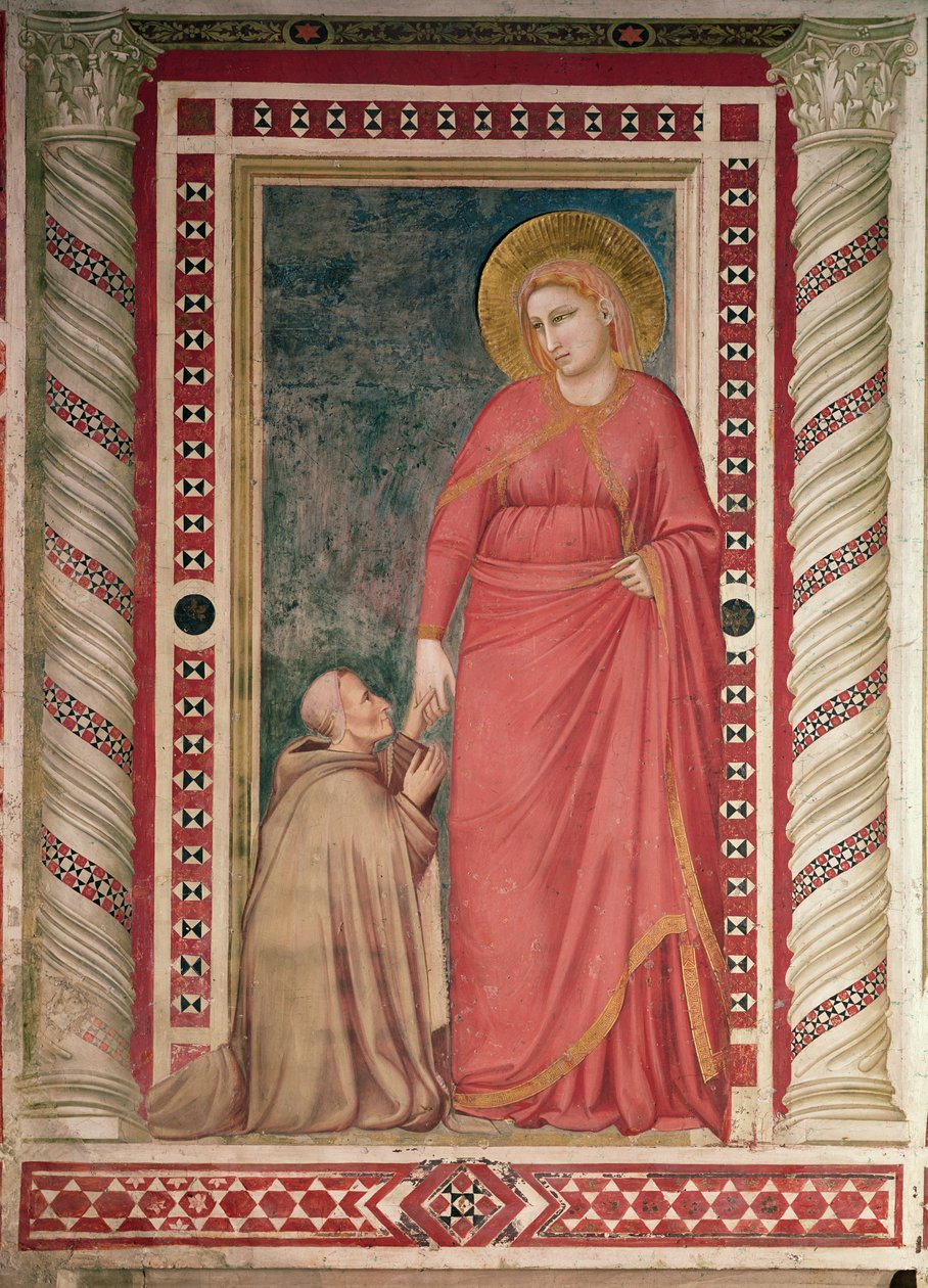 Biskop Pontano knäböjer inför St. Maria Magdalena, Magdalena kapell, c.1320 av Giotto di Bondone