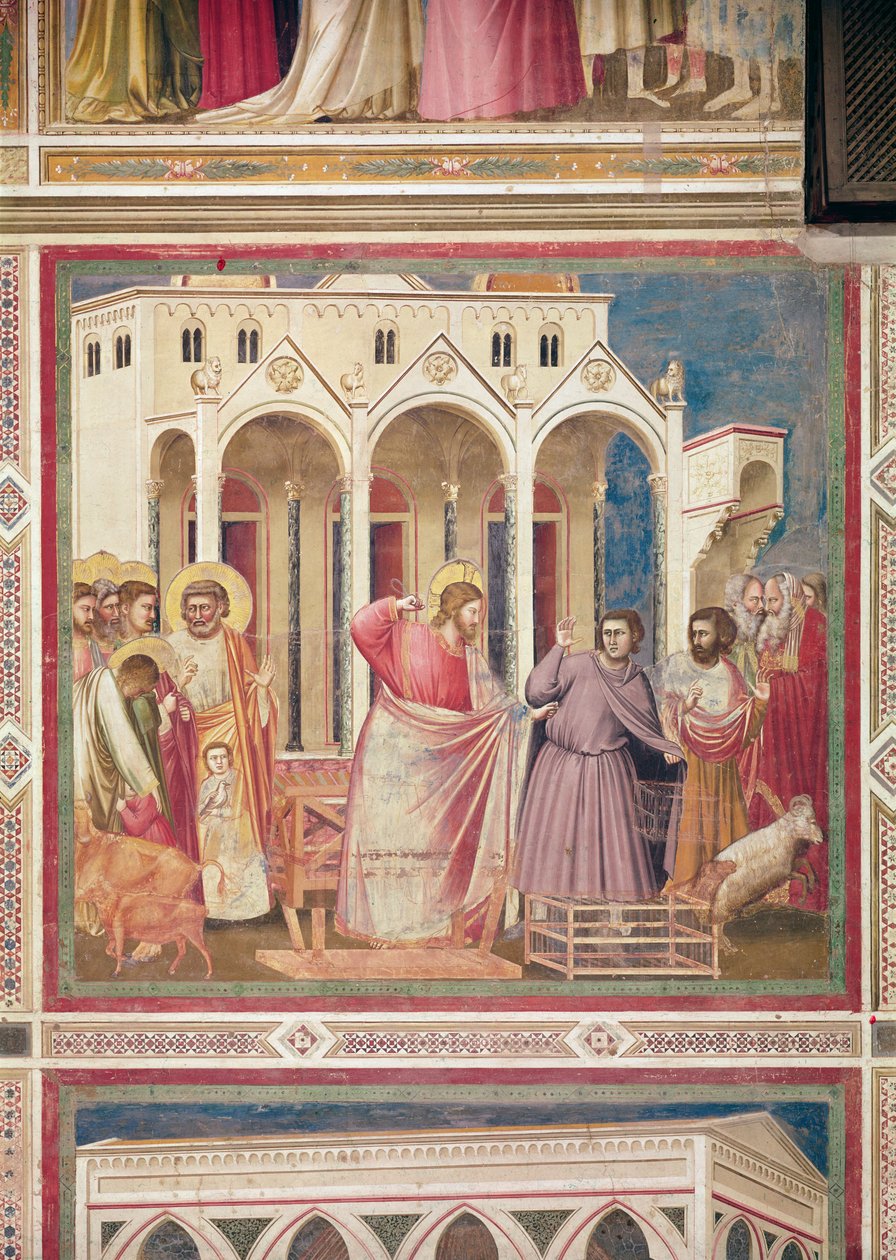 Jesus jagar köpmännen från templet, c.1303-05 av Giotto di Bondone