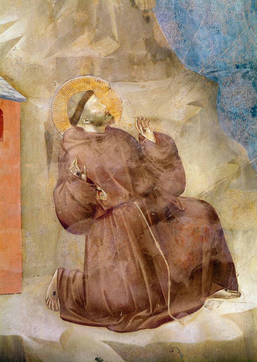 Saint Francis tar emot Stigmata, detalj av Saint Francis, c.1297-99 (detalj av 62299) av Giotto di Bondone