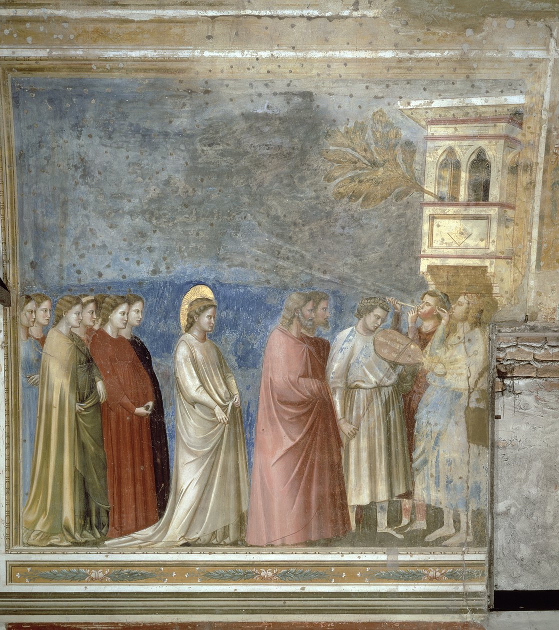 Jungfruns bröllopsprocession, ca 1305 (före restaurering) av Giotto di Bondone