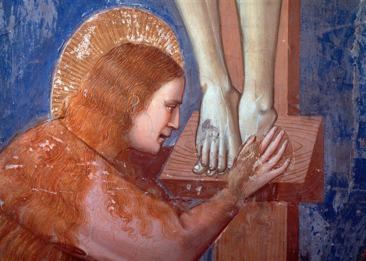 Korsfästelse, detalj av Magdalena (fresco av Giotto (c.1266 1337)
