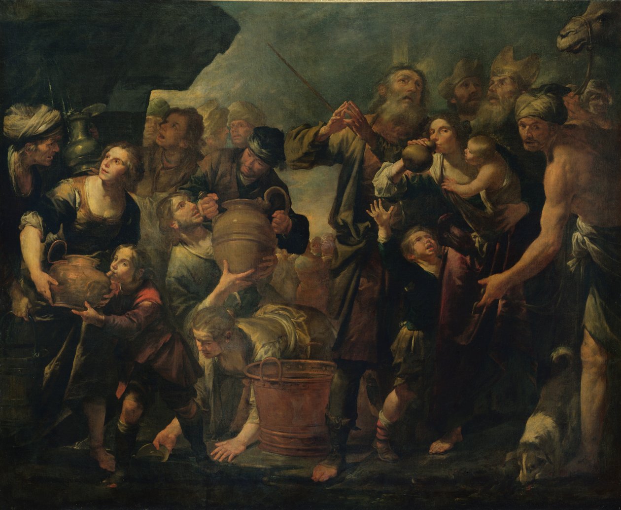 Moses drar vatten från klippan av Giovacchino Assereto