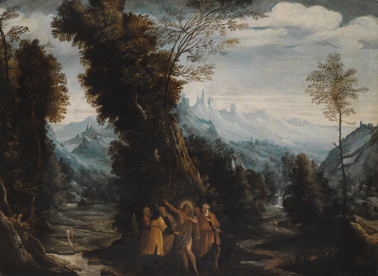 Landskap med Johannes Döparen predikar i vildmarken av Giovanni Andrea Donducci