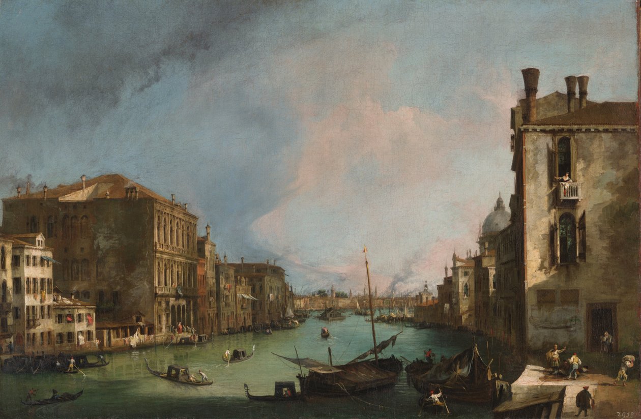 The Grand Canal in Venice with the Palazzo Corner Canale Grande av Giovanni Antonio Canal