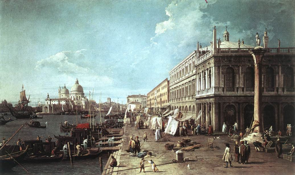 The Molo with the Library and the Entrance to the Grand Canal av Giovanni Antonio Canal