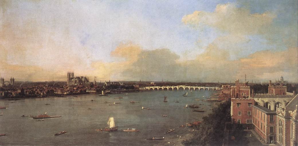 The River Thames looking towards Westminster from Lambeth av Giovanni Antonio Canal