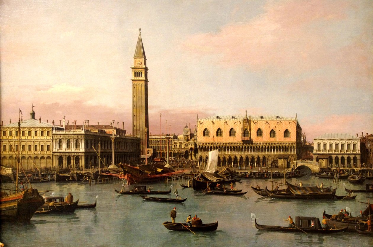 View of the Piazzetta and The Bassin of San Marco in Venice av Giovanni Antonio Canal