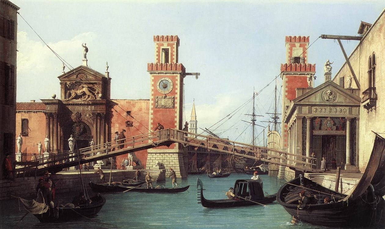 View of the entrance to the Arsenal av Giovanni Antonio Canal