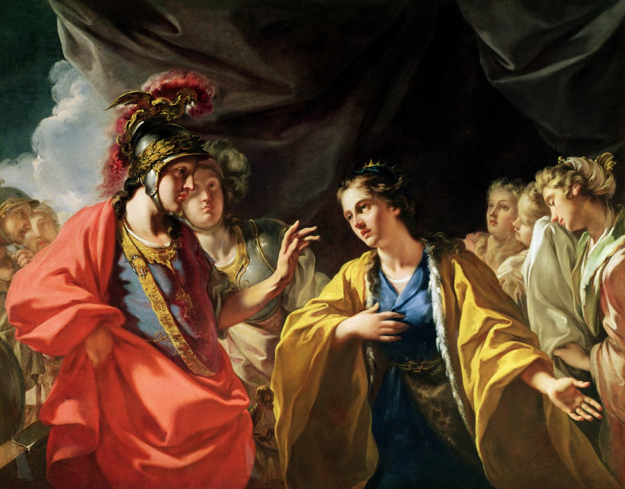 Alexander den stores (356-323 f.Kr.) nåd inför Dareios III:s familj (död 330 f.Kr.). av Giovanni Antonio Pellegrini