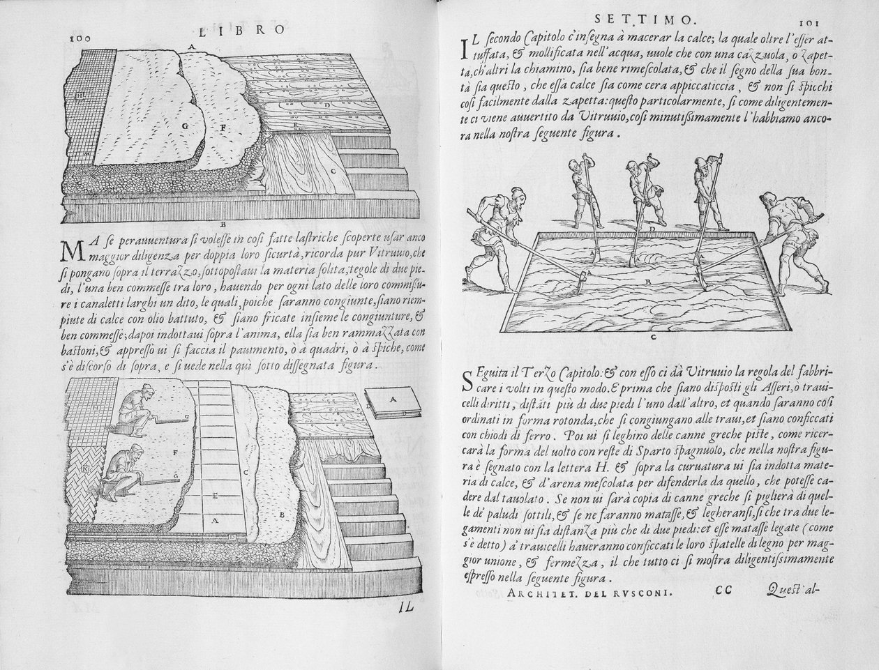 Etapperna och metoderna för golvläggning, från "Della Architettura", publicerad 1590 (se även 205051). av Giovanni Antonio Rusconi