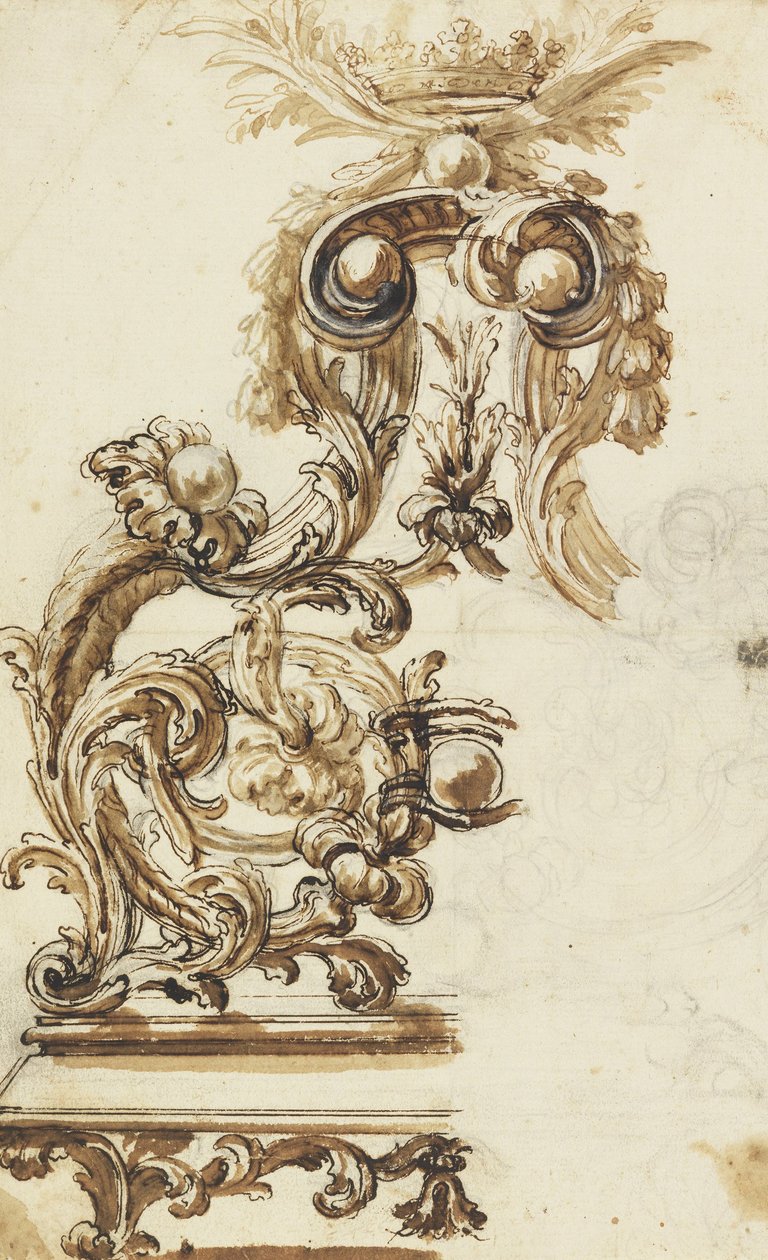 Design för en förgylld bronsprydnad av Giovanni Battista Foggini